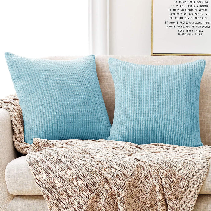 Deconovo Lot de 2 Housses de Coussin en Velours en Tissu à Carreaux, sans Noyau d'Oreiller