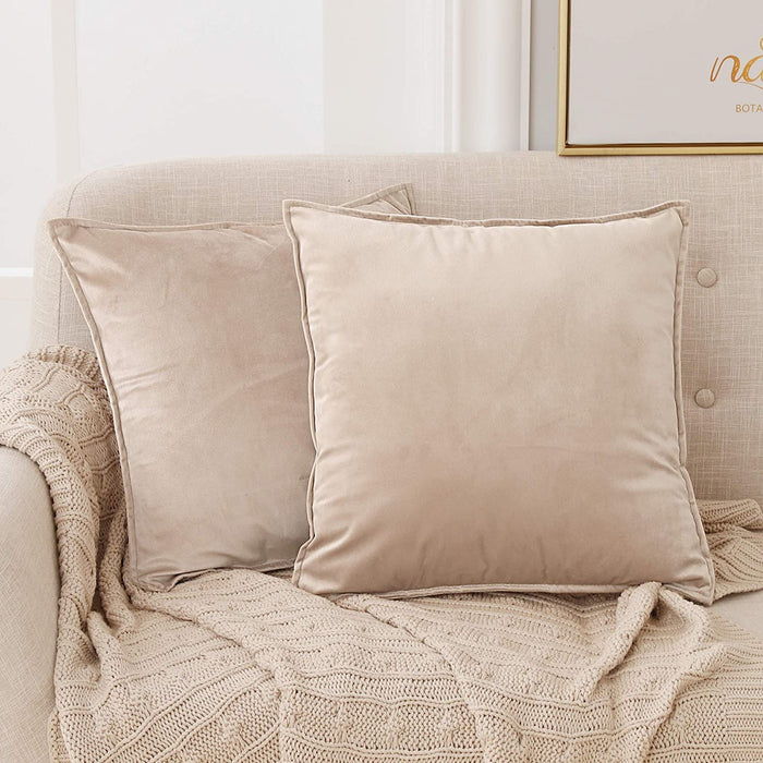 Deconovo Lot de 2 Housses de Coussin en Velours Simples, sans Noyau d'Oreiller - Deconovo France