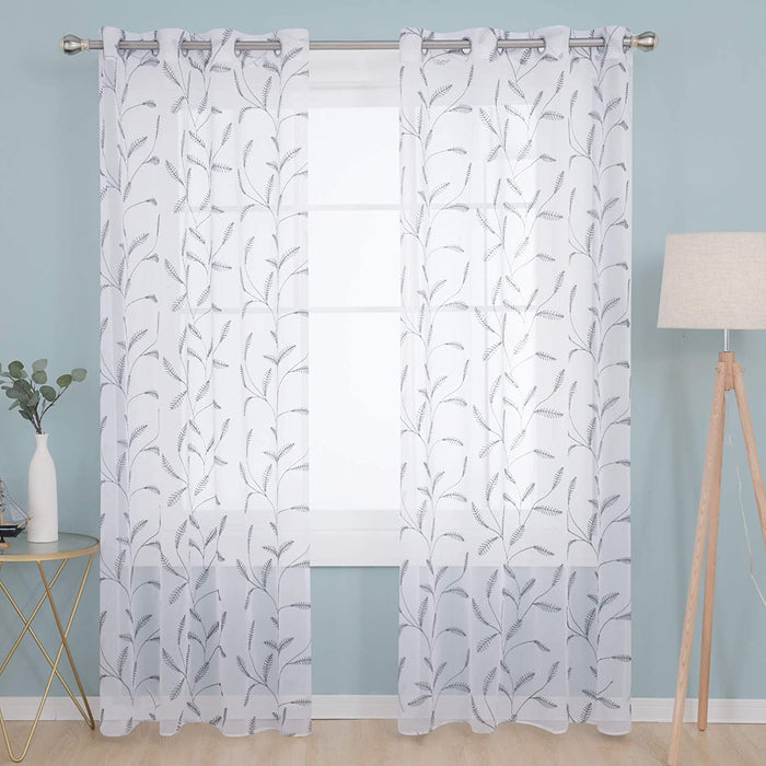 Deconovo Lot de 2 Voilages à OEillets en Polyester avec Motifs de Feuilles - Deconovo France