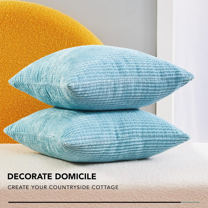 Deconovo Lot de 2 Housses de Coussin en Velours en Tissu à Carreaux, sans Noyau d'Oreiller
