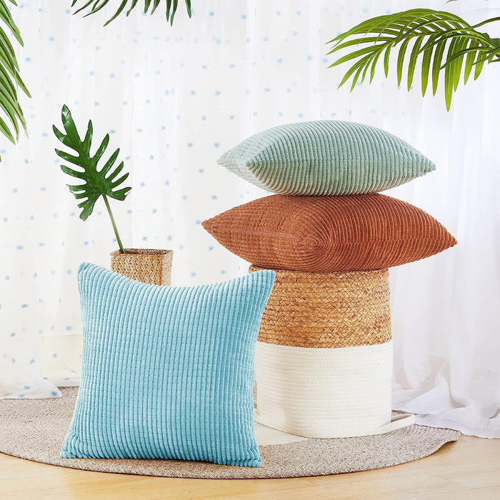 Deconovo Lot de 2 Housses de Coussin en Velours en Tissu à Carreaux, sans Noyau d'Oreiller
