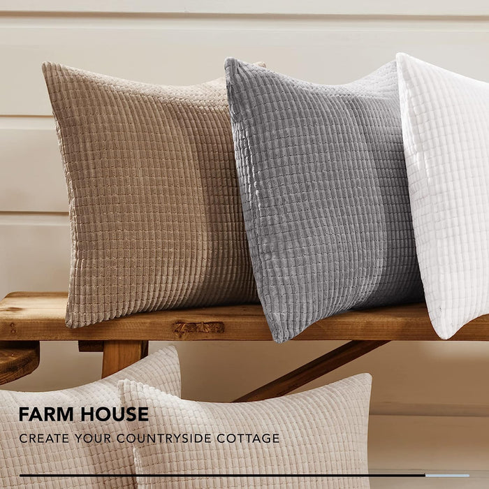 Deconovo Lot de 2 Housses de Coussin en Velours en Tissu à Carreaux, sans Noyau d'Oreiller