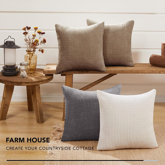Deconovo Lot de 2 Housses de Coussin en Velours en Tissu à Carreaux, sans Noyau d'Oreiller
