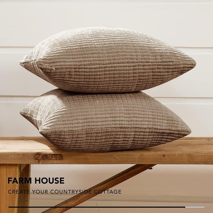 Deconovo Lot de 2 Housses de Coussin en Velours en Tissu à Carreaux, sans Noyau d'Oreiller