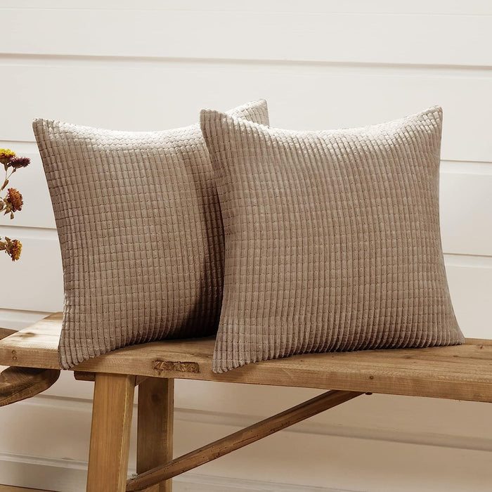 Deconovo Lot de 2 Housses de Coussin en Velours en Tissu à Carreaux, sans Noyau d'Oreiller
