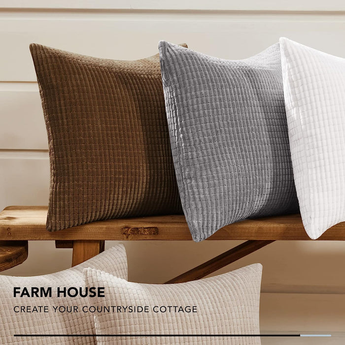 Deconovo Lot de 2 Housses de Coussin en Velours en Tissu à Carreaux, sans Noyau d'Oreiller