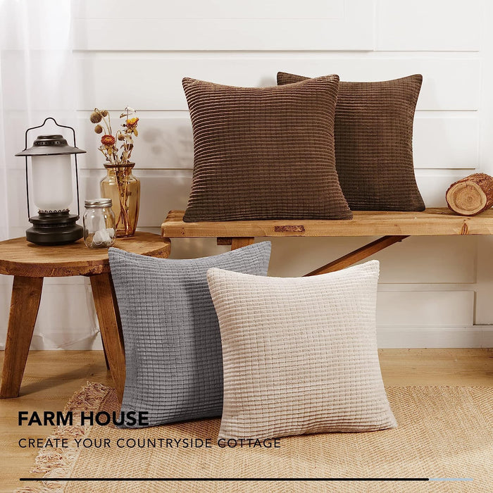Deconovo Lot de 2 Housses de Coussin en Velours en Tissu à Carreaux, sans Noyau d'Oreiller