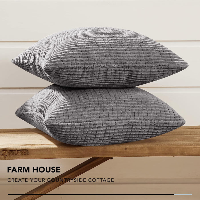 Deconovo Lot de 2 Housses de Coussin en Velours en Tissu à Carreaux, sans Noyau d'Oreiller