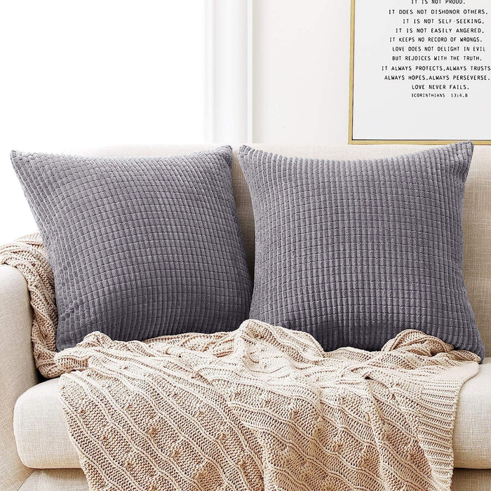 Deconovo Lot de 2 Housses de Coussin en Velours en Tissu à Carreaux, sans Noyau d'Oreiller