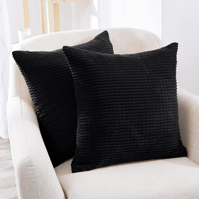 Deconovo Lot de 2 Housses de Coussin en Velours en Tissu à Carreaux, sans Noyau d'Oreiller