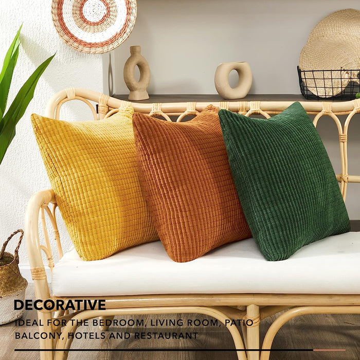 Deconovo Lot de 2 Housses de Coussin en Velours en Tissu à Carreaux, sans Noyau d'Oreiller