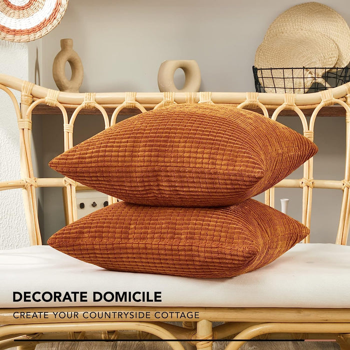 Deconovo Lot de 2 Housses de Coussin en Velours en Tissu à Carreaux, sans Noyau d'Oreiller