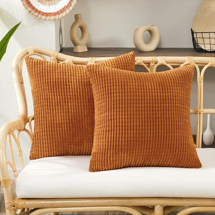 Deconovo Lot de 2 Housses de Coussin en Velours en Tissu à Carreaux, sans Noyau d'Oreiller