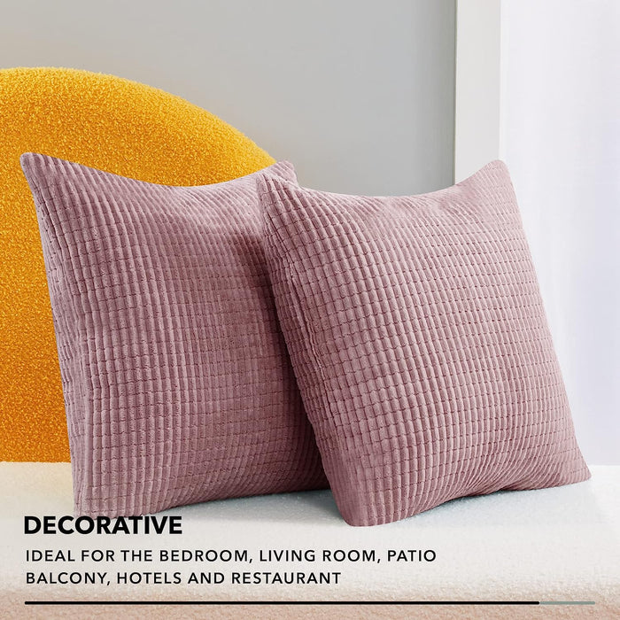 Deconovo Lot de 2 Housses de Coussin en Velours en Tissu à Carreaux, sans Noyau d'Oreiller