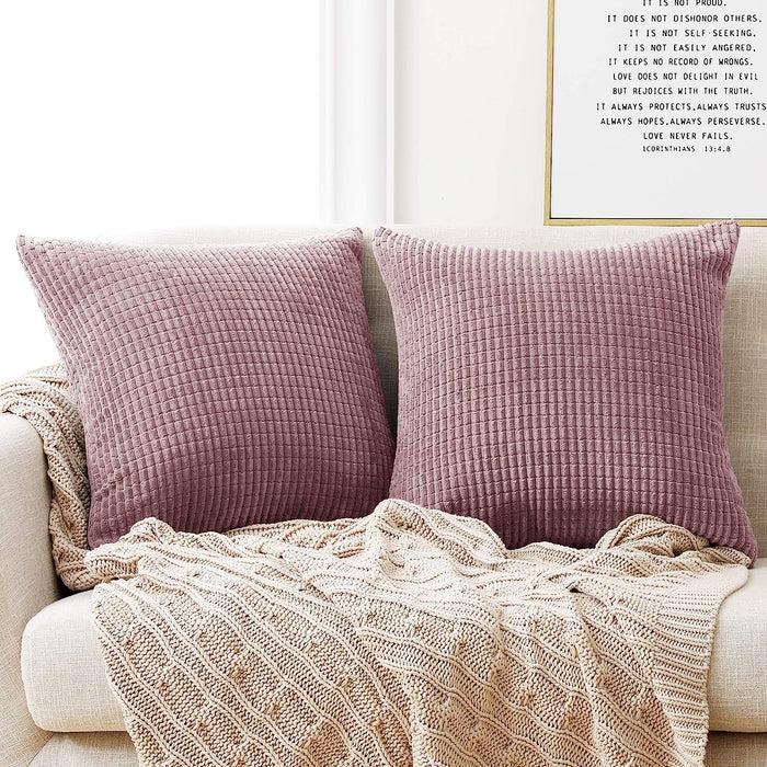 Deconovo Lot de 2 Housses de Coussin en Velours en Tissu à Carreaux, sans Noyau d'Oreiller