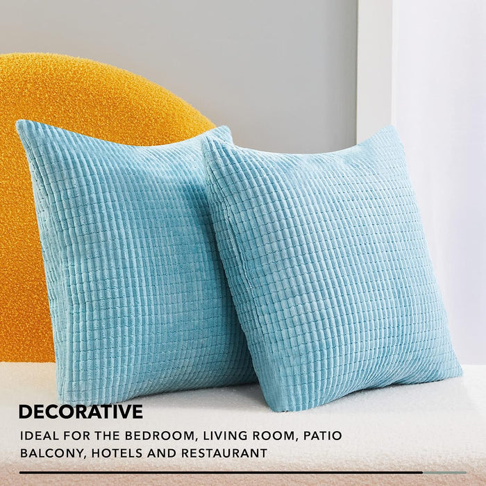 Deconovo Lot de 2 Housses de Coussin en Velours en Tissu à Carreaux, sans Noyau d'Oreiller
