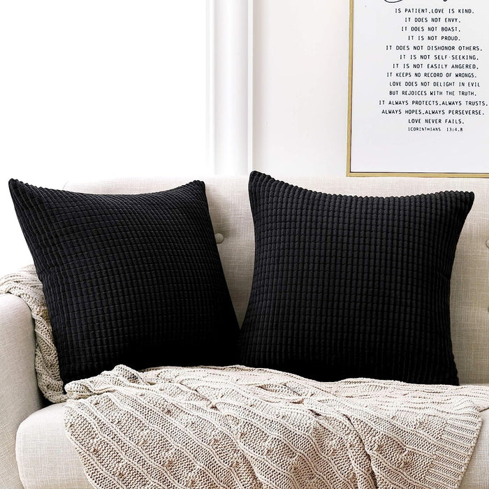 Deconovo Lot de 2 Housses de Coussin en Velours en Tissu à Carreaux, sans Noyau d'Oreiller