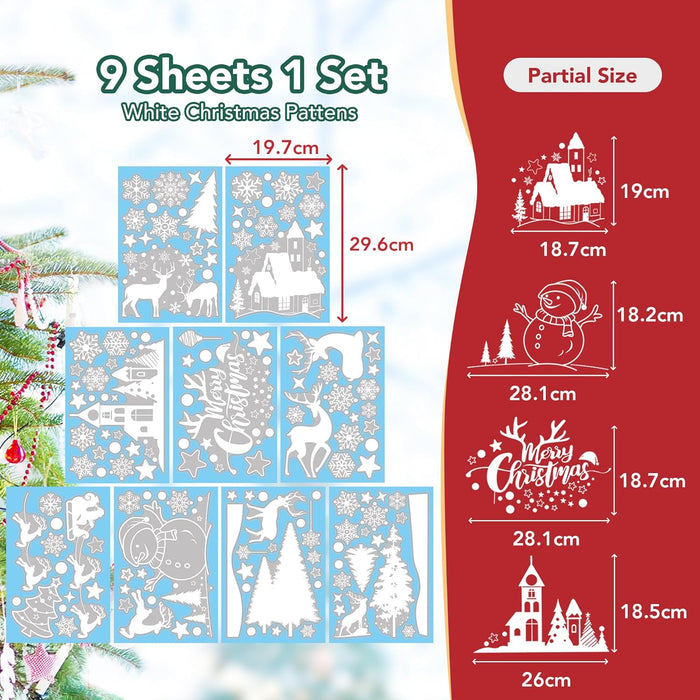 Deconovo Autocollants de Fenêtre Réutilisables en PVC, Décoration de Noël, 9 Feuilles, Blanc - Deconovo FR