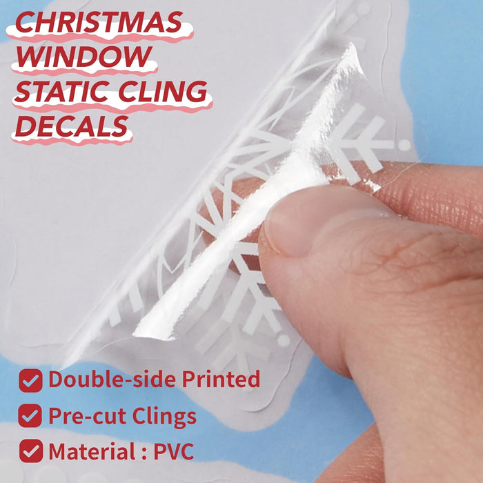 Deconovo Autocollants de Fenêtre Réutilisables en PVC, Décoration de Noël, 9 Feuilles, Blanc - Deconovo FR