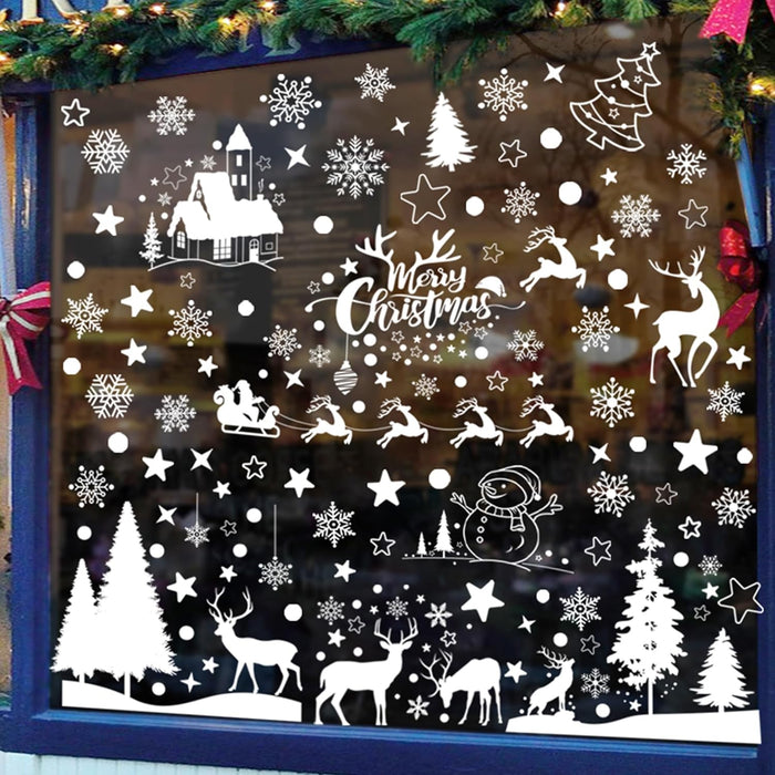 Deconovo Autocollants de Fenêtre Réutilisables en PVC, Décoration de Noël, 9 Feuilles, Blanc - Deconovo FR