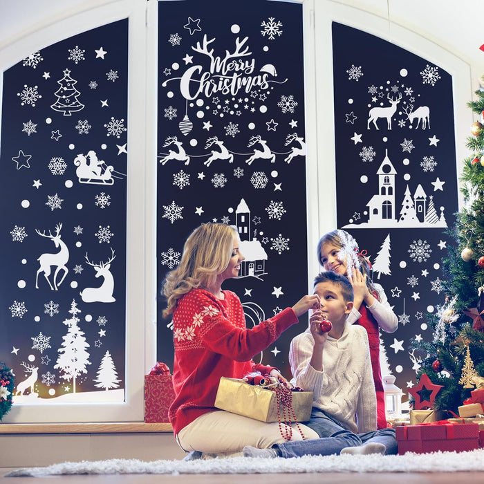 Deconovo Autocollants de Fenêtre Réutilisables en PVC, Décoration de Noël, 9 Feuilles, Blanc - Deconovo FR