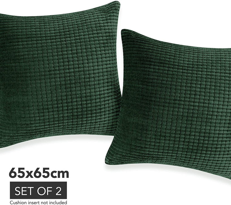 Deconovo Lot de 2 Housses de Coussin en Velours en Tissu à Carreaux, sans Noyau d'Oreiller - Deconovo France