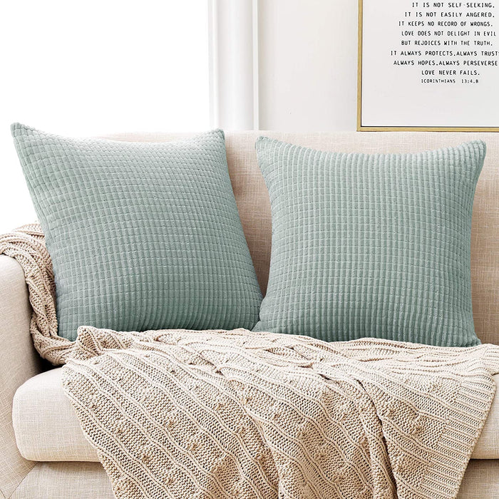 Deconovo Lot de 2 Housses de Coussin en Velours en Tissu à Carreaux, sans Noyau d'Oreiller - Deconovo France