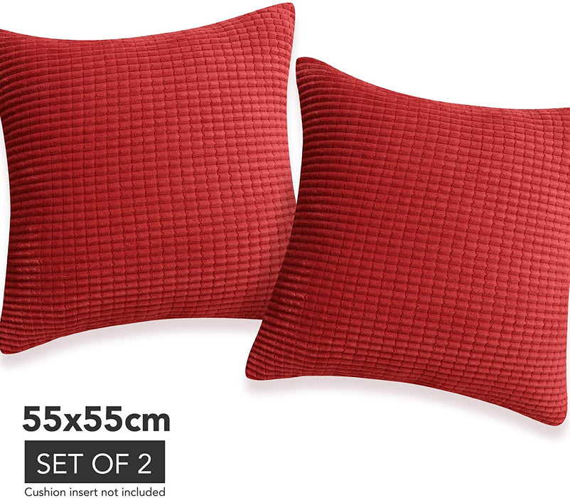 Deconovo Lot de 2 Housses de Coussin en Velours en Tissu à Carreaux, sans Noyau d'Oreiller - Deconovo France