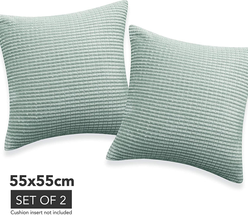 Deconovo Lot de 2 Housses de Coussin en Velours en Tissu à Carreaux, sans Noyau d'Oreiller - Deconovo France