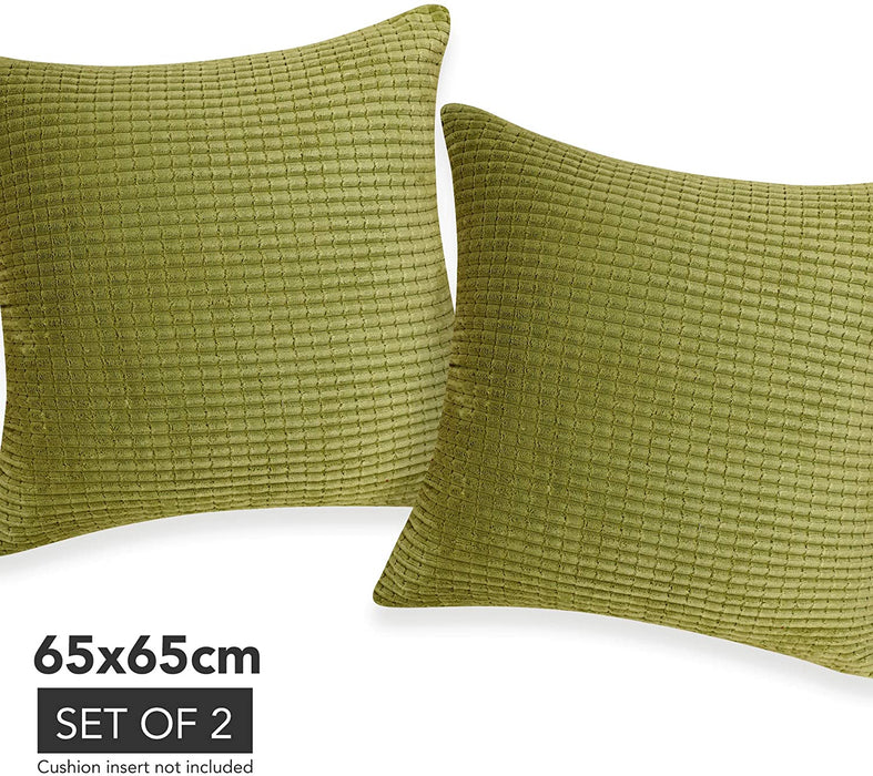 Deconovo Lot de 2 Housses de Coussin en Velours en Tissu à Carreaux, sans Noyau d'Oreiller - Deconovo France