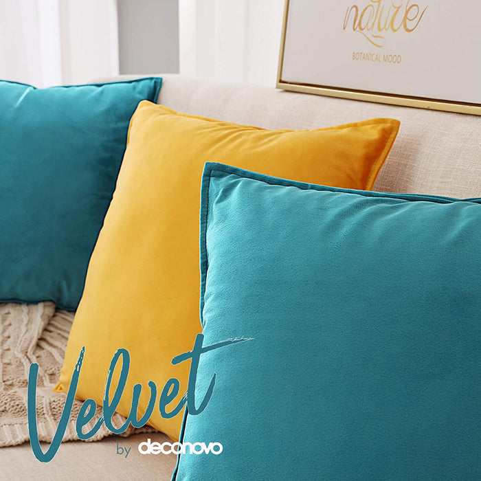 Deconovo Lot de 2 Housses de Coussin en Velours Simples, sans Noyau d'Oreiller - Deconovo France