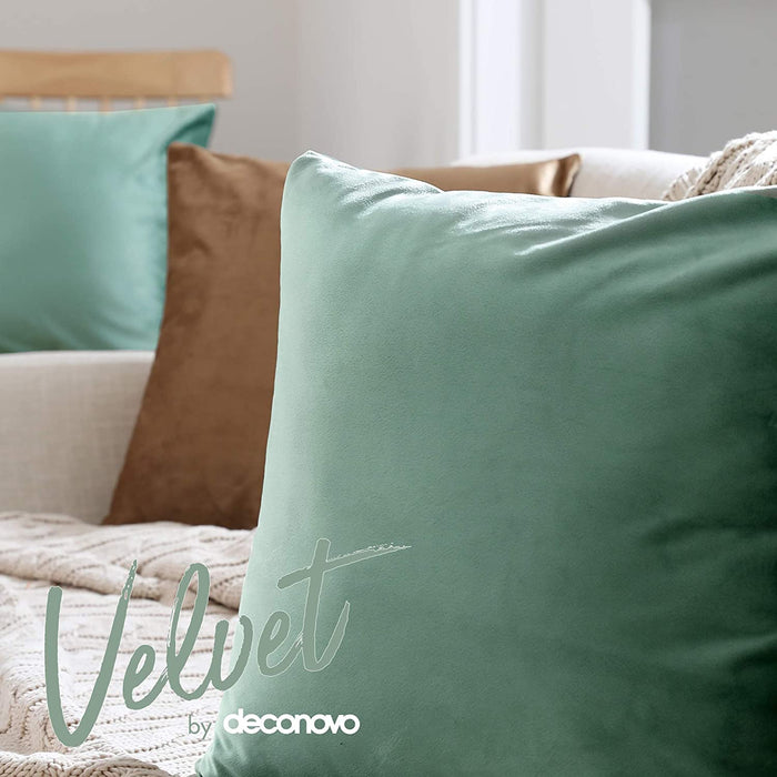 Deconovo Lot de 2 Housses de Coussin en Velours Simples, sans Noyau d'Oreiller - Deconovo France