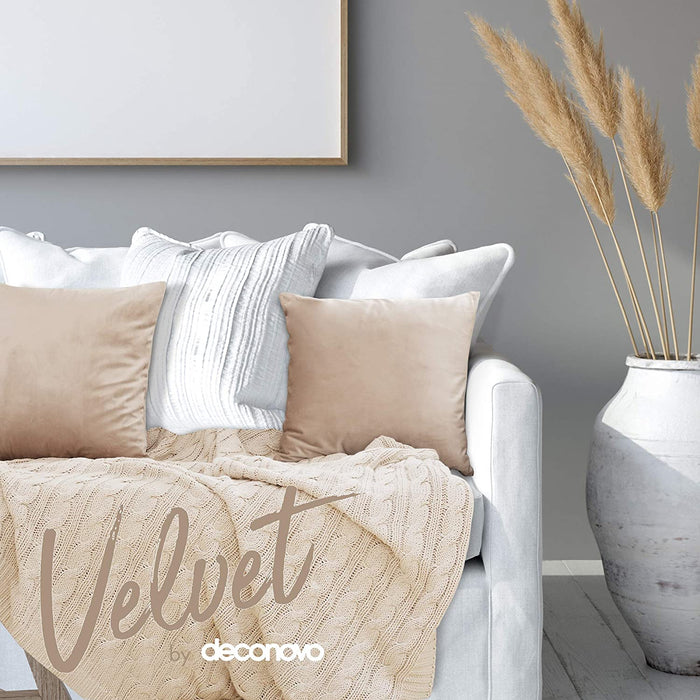 Deconovo Lot de 2 Housses de Coussin en Velours Simples, sans Noyau d'Oreiller - Deconovo France