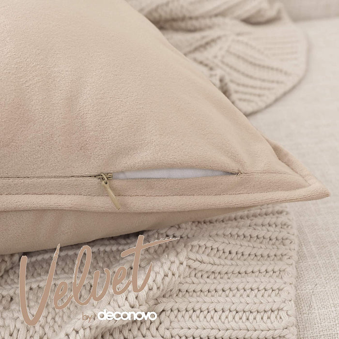 Deconovo Lot de 2 Housses de Coussin en Velours Simples, sans Noyau d'Oreiller - Deconovo France