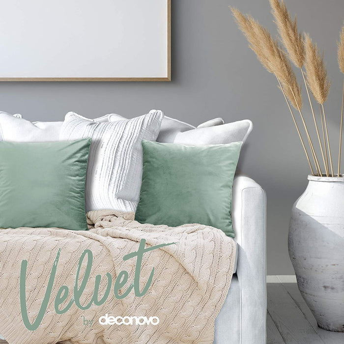 Deconovo Lot de 2 Housses de Coussin en Velours Simples, sans Noyau d'Oreiller - Deconovo France