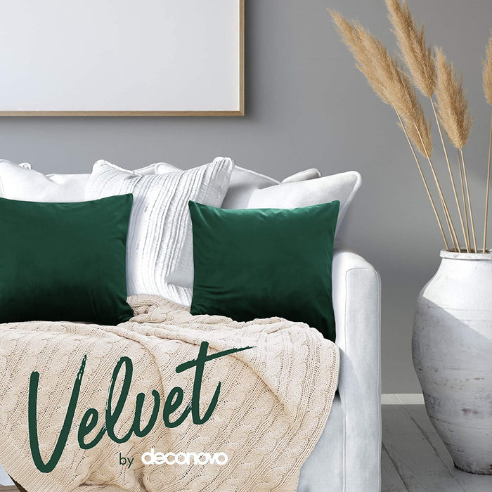 Deconovo Lot de 2 Housses de Coussin en Velours Simples, sans Noyau d'Oreiller - Deconovo France