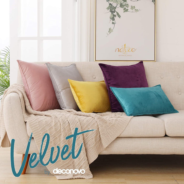 Deconovo Lot de 2 Housses de Coussin en Velours Simples, sans Noyau d'Oreiller - Deconovo France