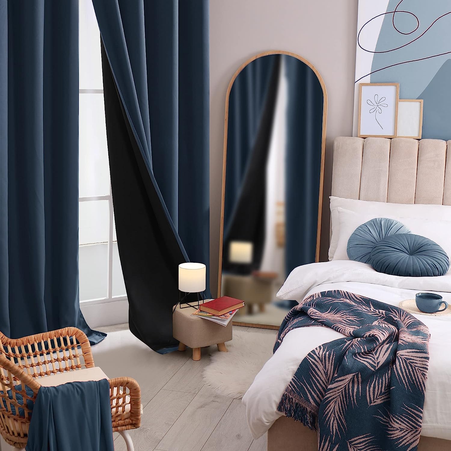 Deconovo Rideaux 100% Occultant à Oeillets, Occultants Isolant Thermique, Rideaux Décoratifs Rideaux Salon Et Chambre, 2 Pièces, 132×160 CM, Blanc