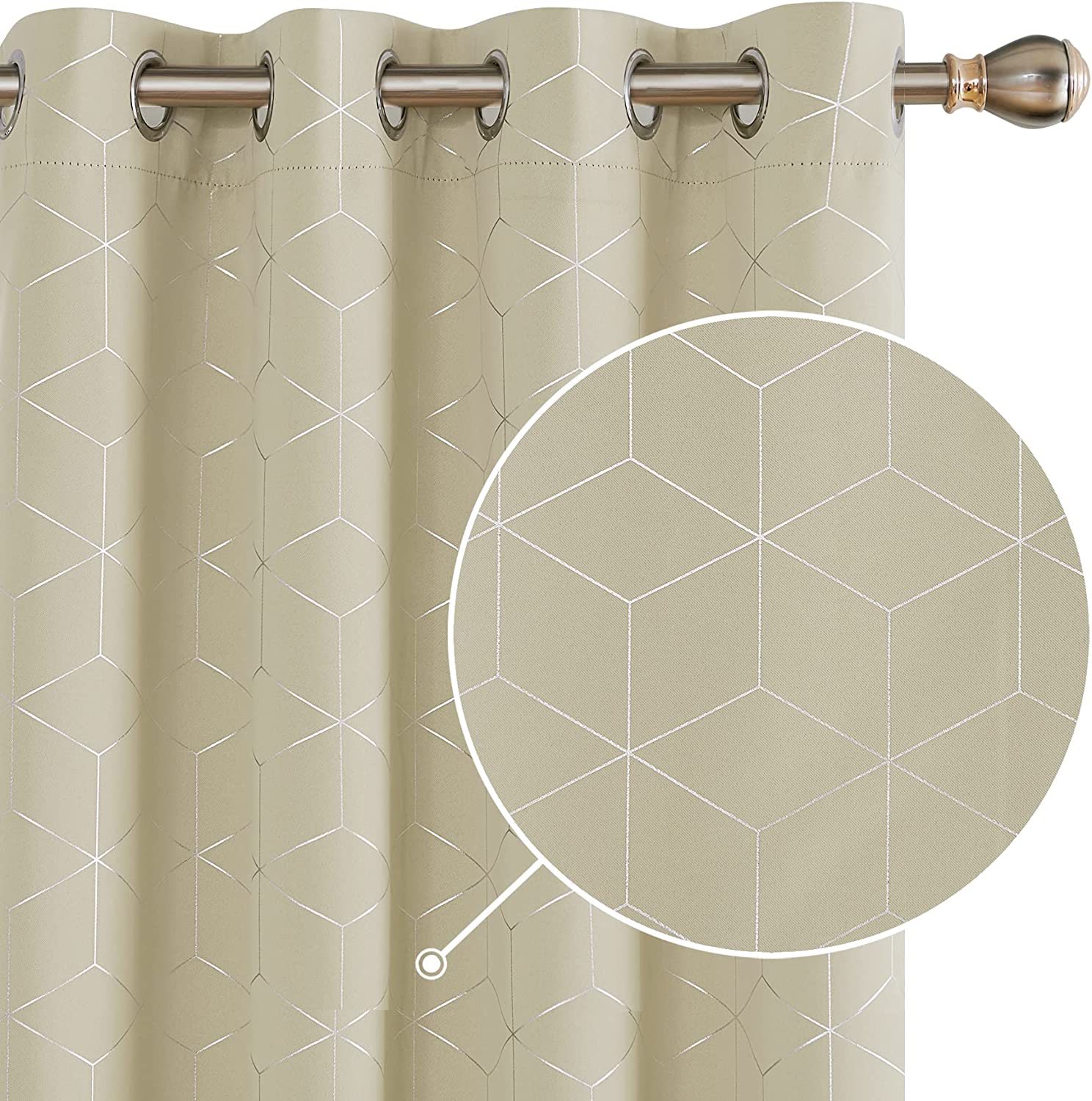 Rideaux Occultants Rayés Blanc Et Sarcelle DecoNovo – 2 Panneaux 53x84 Pouces, Tige Poche