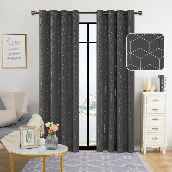 Lot De 2 Rideaux Transparents Motif Feuilles - 138x140 Cm - Œillets Métalliques - Déco Salon