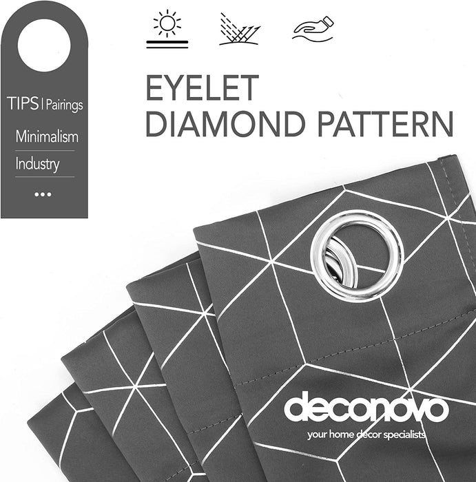 Deconovo Lot de 2 Rideaux à OEillets Occultants et Thermo-Isolants au Design Moderne - Deconovo France