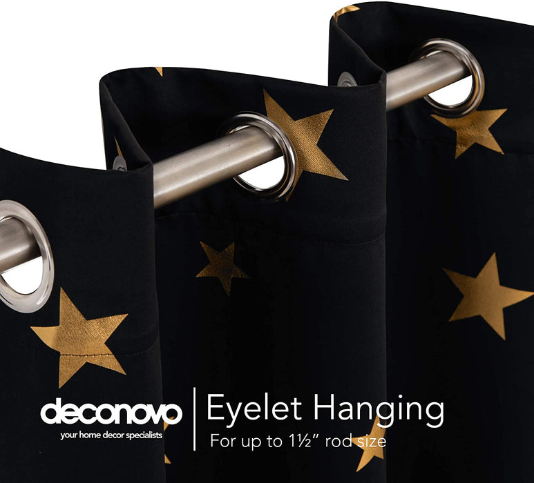 Deconovo Lot de 2 Rideaux à OEillets Occultants et Thermo-Isolants avec Impression des étoiles - Deconovo France