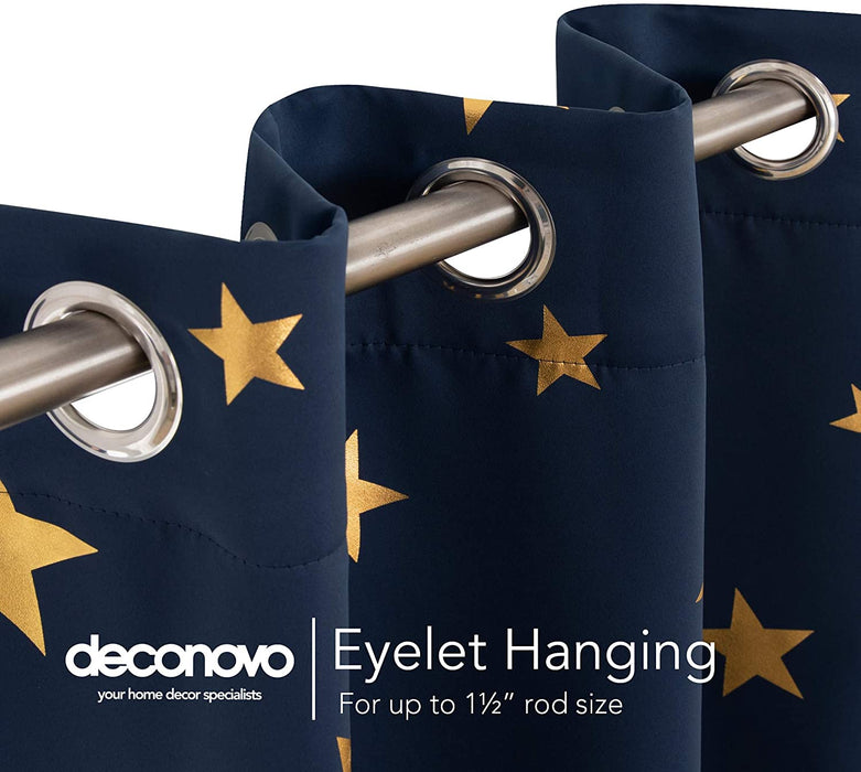 Deconovo Lot de 2 Rideaux à OEillets Occultants et Thermo-Isolants avec Impression des étoiles - Deconovo France