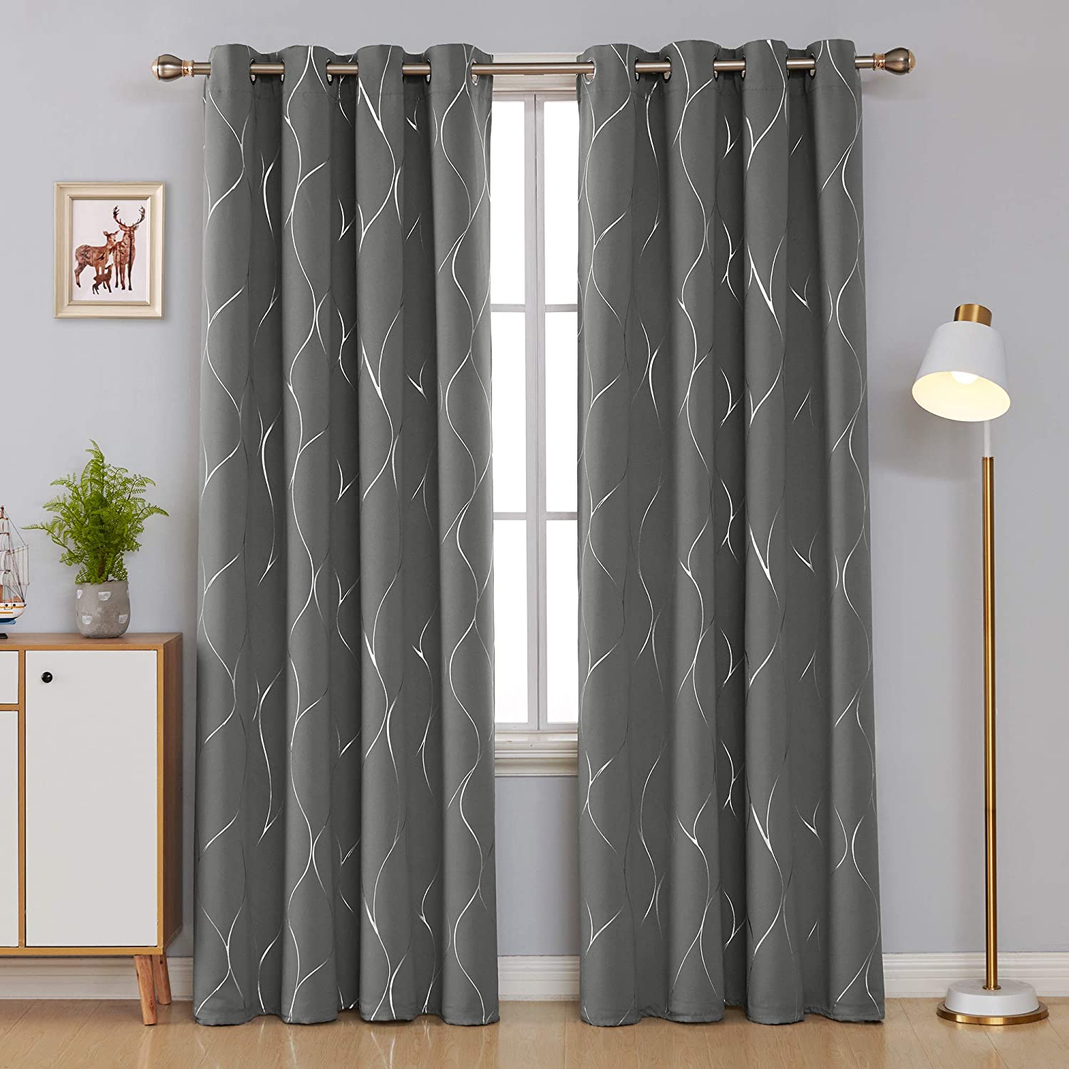 Lot de 2 rideaux occultants à œillets et isolation thermique pour chambre à coucher - Turquoise - 168 x 229 cm