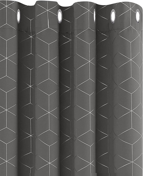 Deconovo Lot de 2 Rideaux Occultants et Thermo-Isolants avec Impression Argenté - Deconovo France