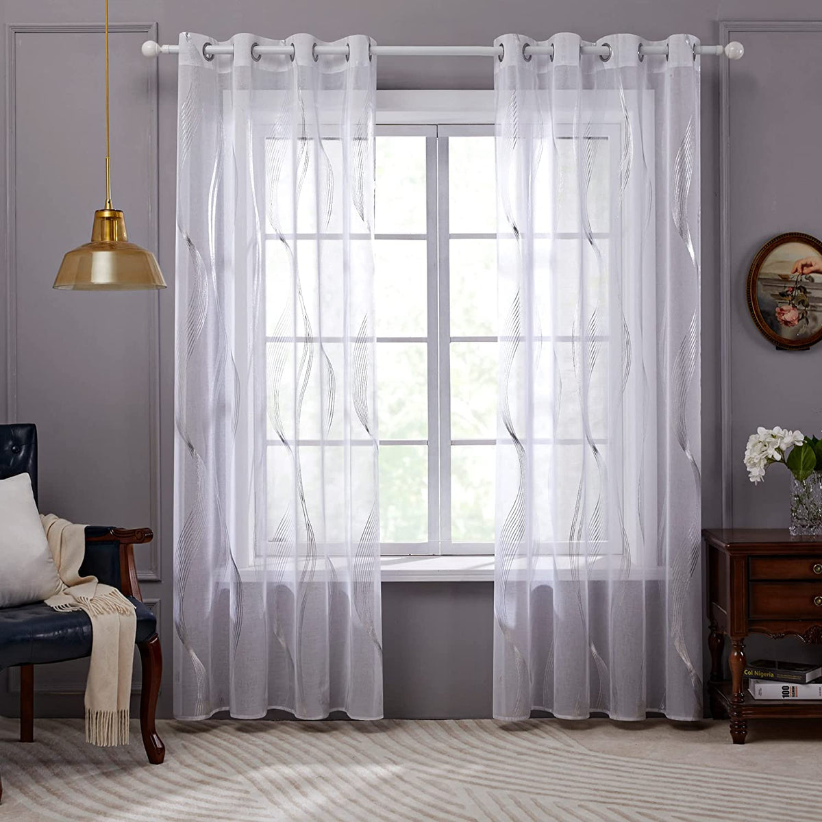 Lot de 2 barres rondes diam. 7 mm blanc brillant 30-50 cm acier