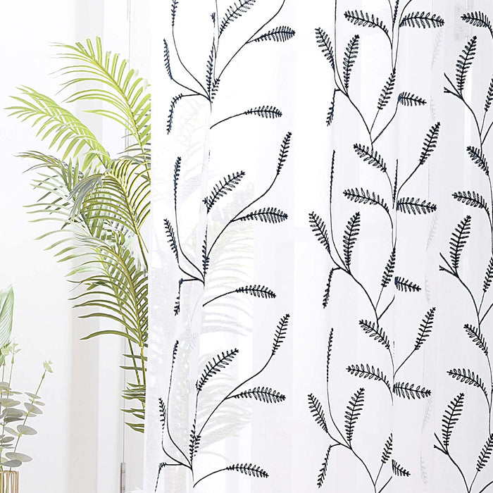 Deconovo Lot de 2 Voilages à OEillets en Polyester avec Motifs de Feuilles - Deconovo France