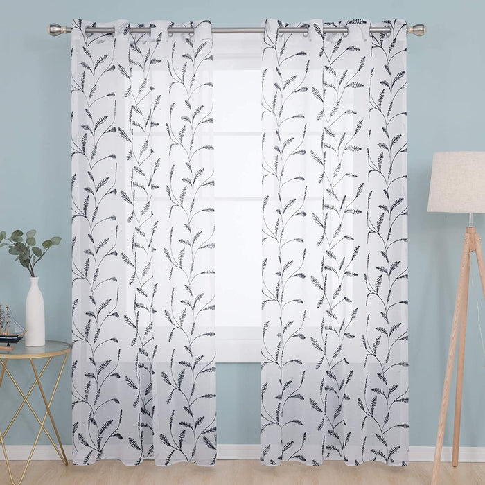 Deconovo Lot de 2 Voilages à OEillets en Polyester avec Motifs de Feuilles - Deconovo France