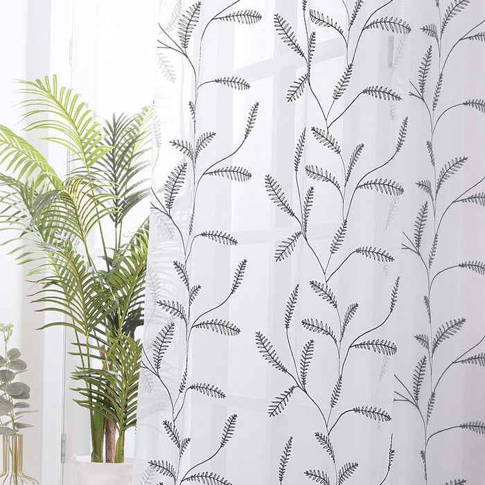 Deconovo Lot de 2 Voilages à OEillets en Polyester avec Motifs de Feuilles - Deconovo France