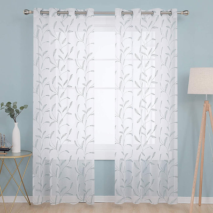 Deconovo Lot de 2 Voilages à OEillets en Polyester avec Motifs de Feuilles - Deconovo France
